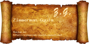 Zimmerman Gyula névjegykártya